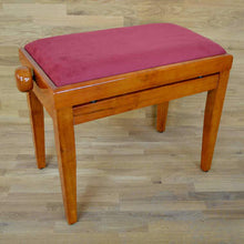 Load image into Gallery viewer, Polished Cherry Piano Bench red wine velvet