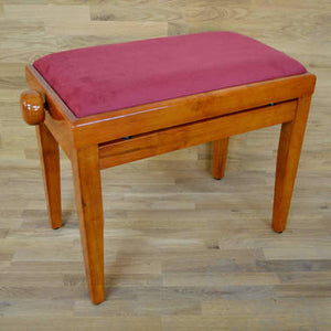 Polished Cherry Piano Bench red wine velvet