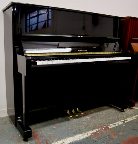  - SOLD - Diapason 125 model Upright Japanese made piano in black high gloss