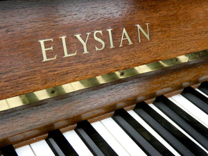 Elysian Upright Piano in Myrtle Cabinetry With Inlay