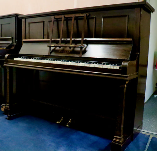  - SOLD - George Rogers London Upright piano in Flame Mahogany