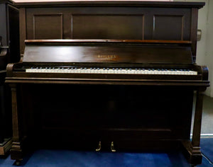  - SOLD - George Rogers London Upright piano in Flame Mahogany