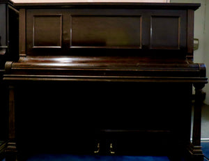  - SOLD - George Rogers London Upright piano in Flame Mahogany