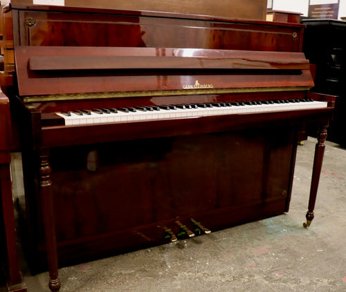  - SOLD - Gerh Steinberg Upright Piano empire design in flame mahogany