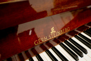  - SOLD - Gerh Steinberg Upright Piano empire design in flame mahogany