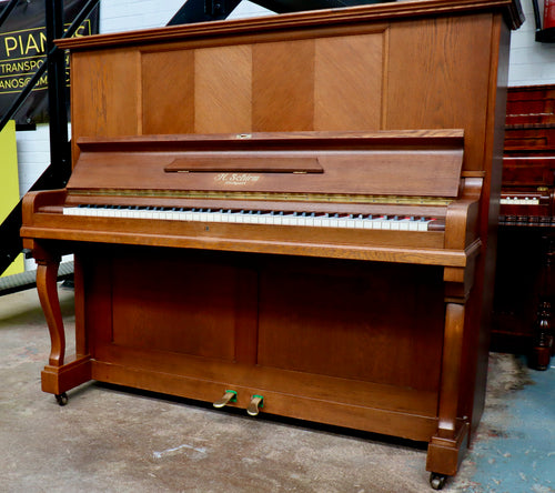  - SOLD - H Schirm German made Upright piano in German oak finish