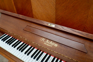  - SOLD - H Schirm German made Upright piano in German oak finish