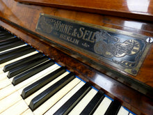 Load image into Gallery viewer, Höhne &amp; Sell Upright Piano in Burr Walnut with Candlesticks and Inlay