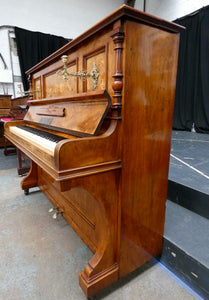 Höhne & Sell Upright Piano in Burr Walnut with Candlesticks and Inlay