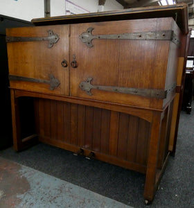 John Broadwood & Sons Manxman Model Upright Piano in English Oak Cabinetry