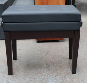 Matt Rosewood Height Adjustable Piano Stool With Black Leatherette Top