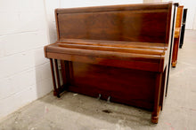 Load image into Gallery viewer,  - SOLD - Art Deco Musington Upright piano in oyster mahogany cabinet
