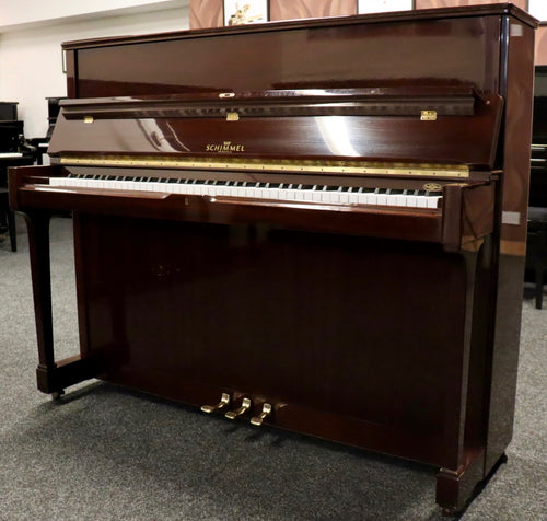  - SOLD - Schimmel Centennial Model Upright Piano in Mahogany Gloss Finish