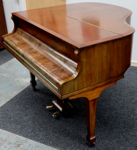  - SOLD - Squire & Longson Baby Grand Piano in Burl Walnut Cabinet