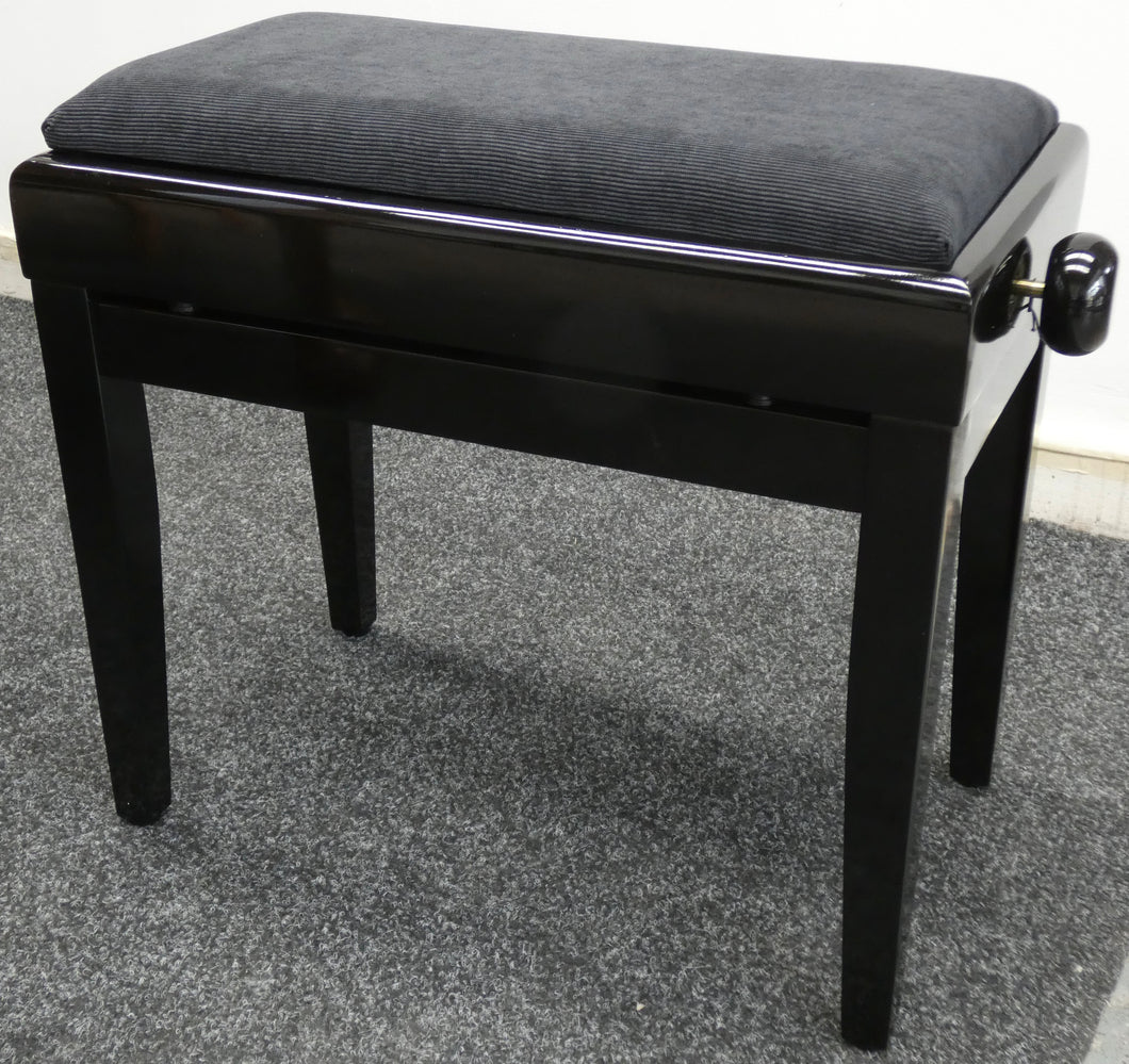 Stagg Height Adjustable Piano Stool With Storage in Black Gloss