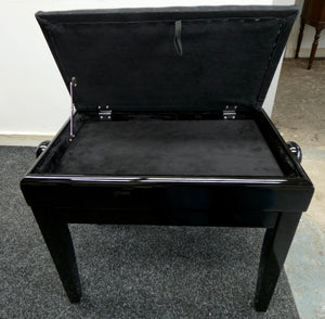 Stagg Height Adjustable Piano Stool With Storage in Black Gloss