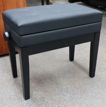 Load image into Gallery viewer, Black Satin Height Adjustable Piano Stool With Black Leatherette Top
