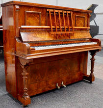 Load image into Gallery viewer,  - SOLD - W. Finnimore Upright Piano in Burl Walnut Cabinet