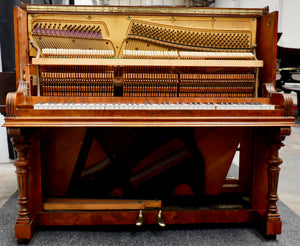  - SOLD - W. Finnimore Upright Piano in Burl Walnut Cabinet