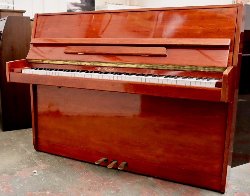 W Streicher 110 Upright piano in polished mahogany