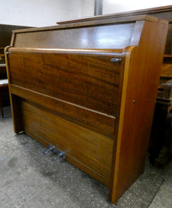 W.H. Barnes Art Deco Ships Upright Piano in Myrtle with Electric Lamps