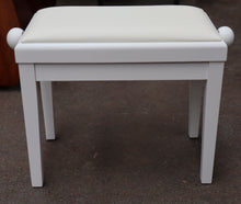 Load image into Gallery viewer, White Satin Height Adjustable Piano Stool With White Leatherette Top
